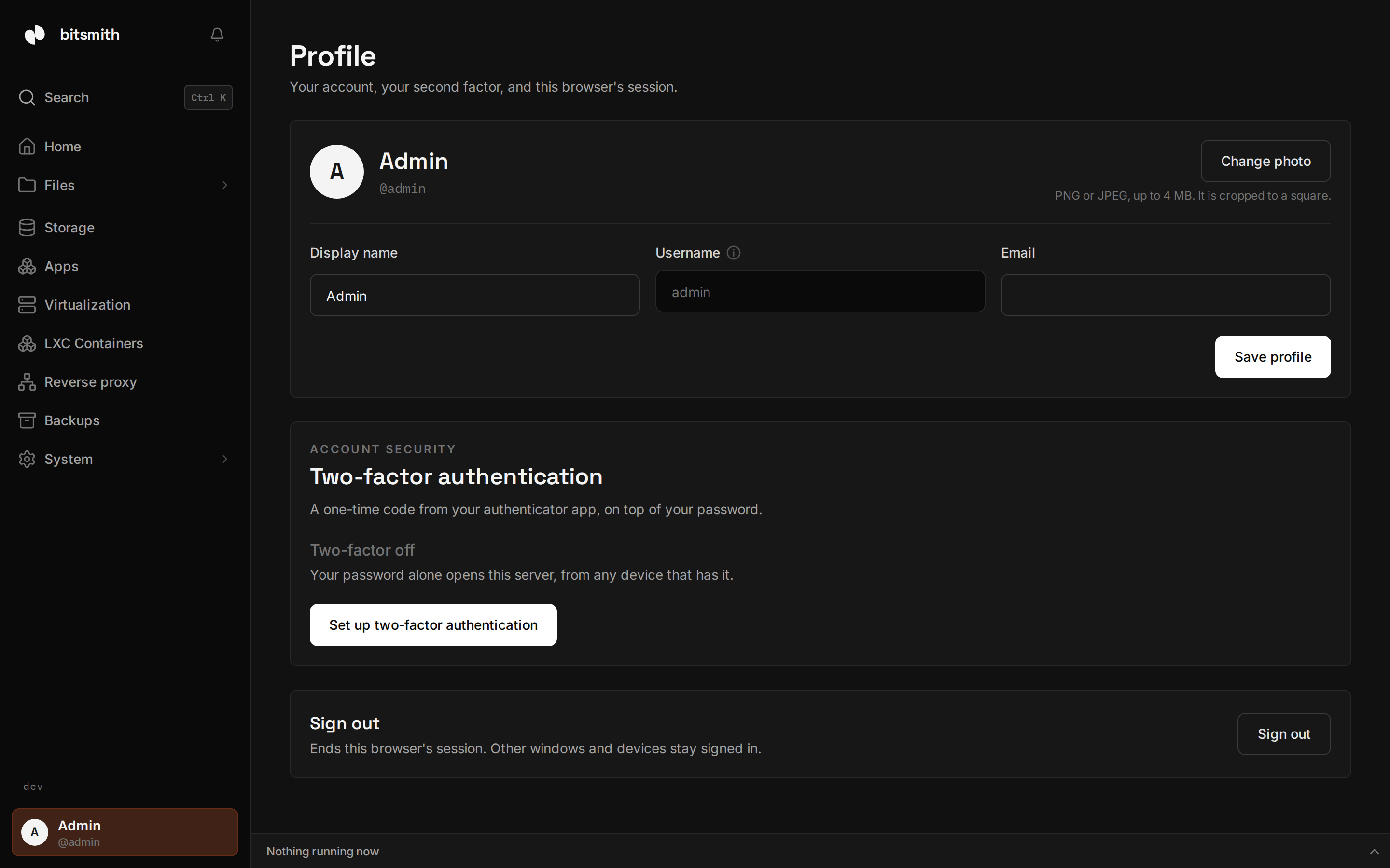 The Profile page where you manage two-factor authentication